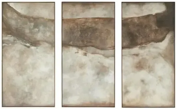 Revere Triptych Artwork by Matera - Rustic Walnut Frame - Brown