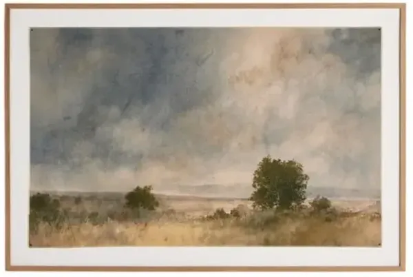 48" x 72" Blue Splendor Painting by Aileen Fitzgerald - White Oak Frame