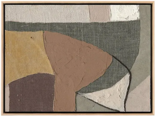 36" x 48" Textile 4 Artwork by Raoul Morren, White Oak Frame