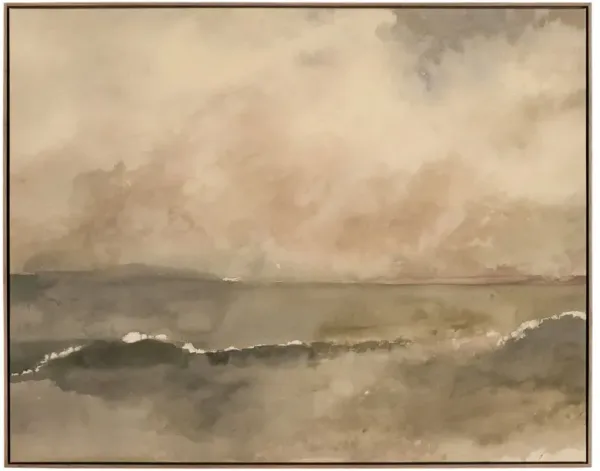 You Said I Am The SeaPainting by Aileen Fitzgerald - Rustic Walnut Frame - Brown