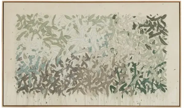 Prayers Under The Olive Tree Painting by Tyler Guinn - White Oak Frame - Green