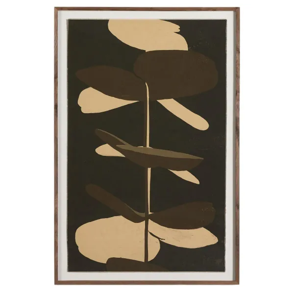 Reaching Bloom Painting by Coup D'esprit - Rustic Walnut Frame - Handcrafted - Brown