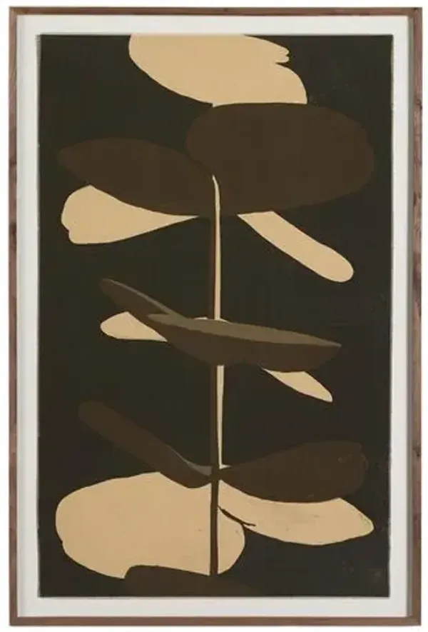 Reaching Bloom Painting by Coup D'esprit - Rustic Walnut Frame - Handcrafted - Brown