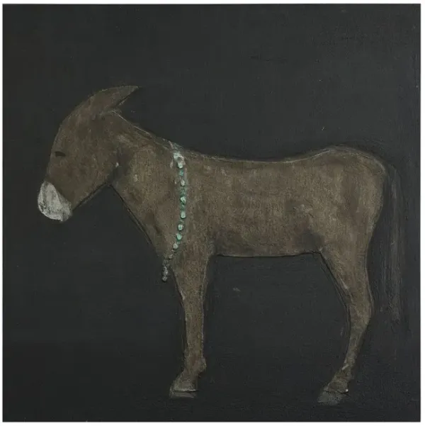 Burro Noche Painting by Paul Meyer - Maple Frame - Brown