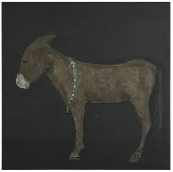 Burro Noche Painting by Paul Meyer - Maple Frame - Brown