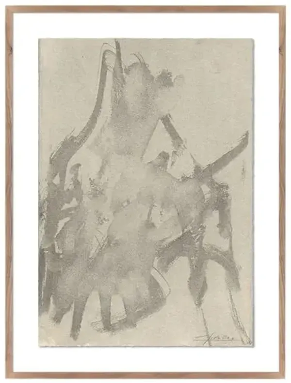 No. 4 Painting by Valeria Sidanez - Rustic Walnut Frame - Brown