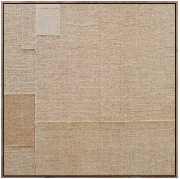 Acceptance No 3 Framed Textile by Karen Covey - Rustic Walnut Frame - Brown