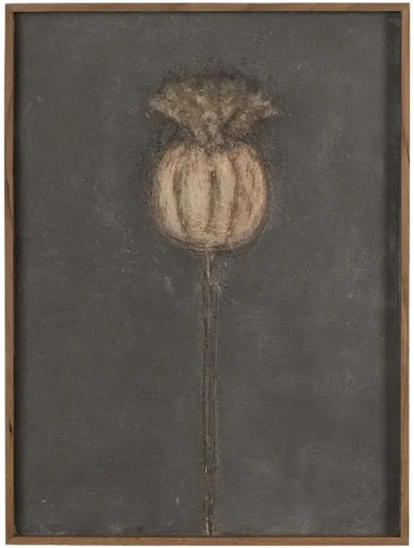 Poppy Noche Painting by Paul Meyer - Rustic Walnut Frame - Brown