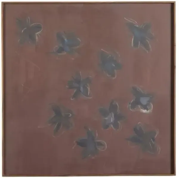 48" x 48" Vintage Painting by Jamie Beckwith - Rustic Walnut Frame - Brown