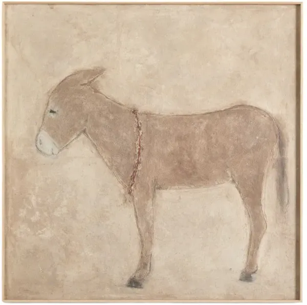 Burro Marron Painting by Paul Meyer - White Oak Frame - Brown