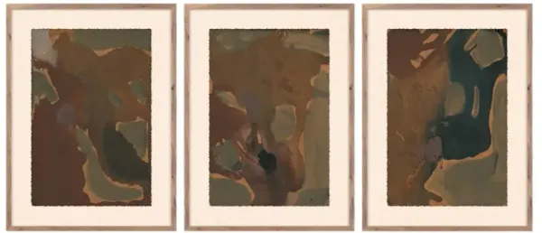 Worn Triptych by Brooke Noel Morgan - Rustic Walnut Frame - Brown