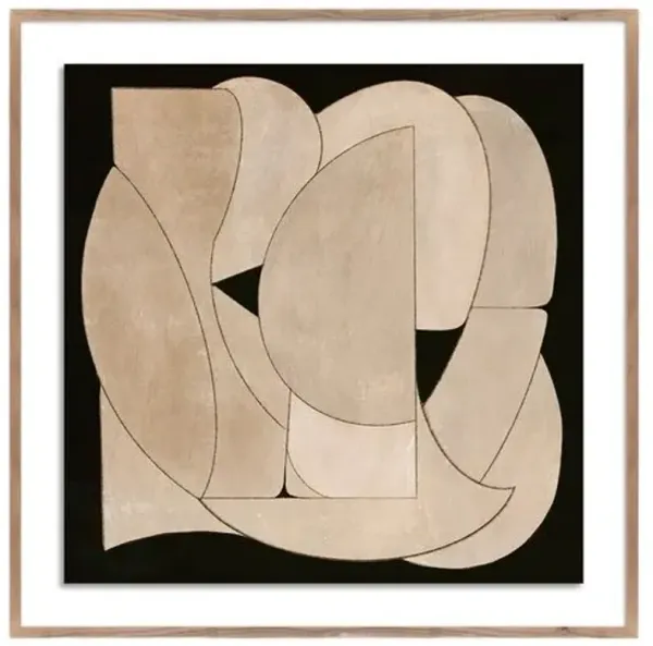 40" x 40" Connected Painting by Dan Hobday - Rustic Walnut Frame - Brown