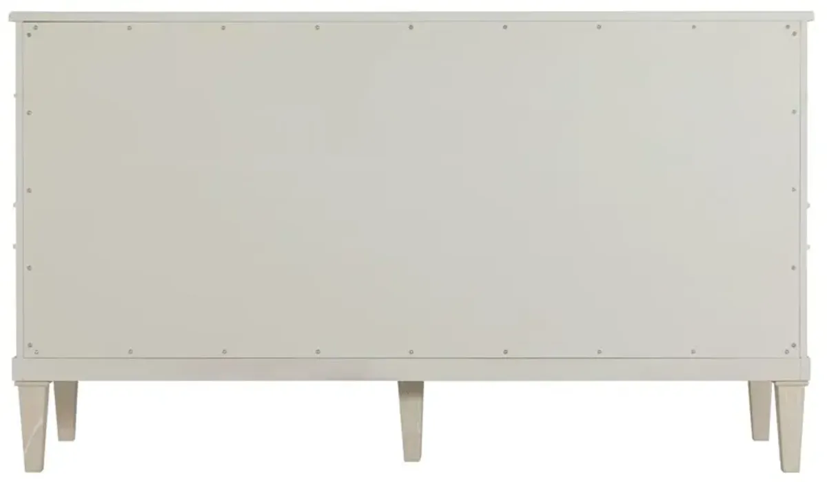 Archie 6-Drawer Dresser, White/Bronze