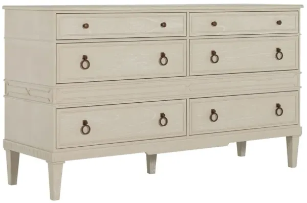 Archie 6-Drawer Dresser, White/Bronze