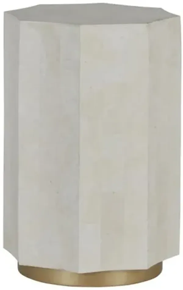 Bellany Stonecase Resin Side Table - White - Gabby