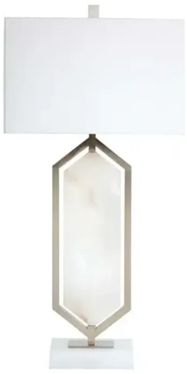 Braden Alabaster Table Lamp - Antique Brass - Gabby - White
