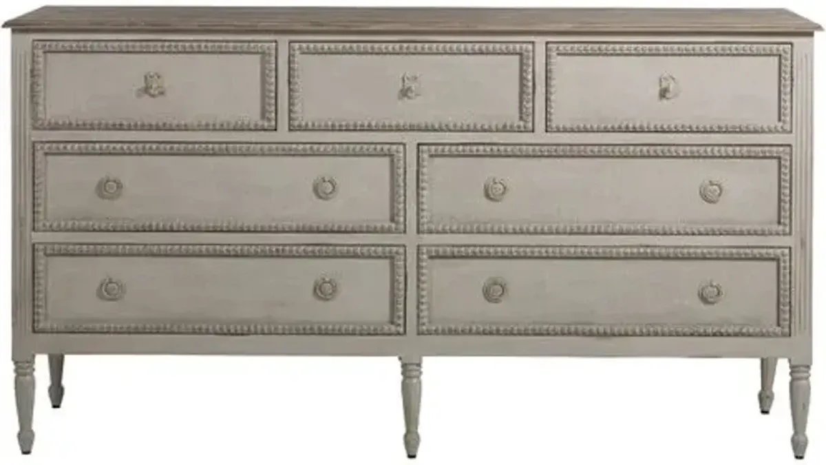 Caroline 7-Drawer Burlap Chest - Feather Grey - Gabby - White