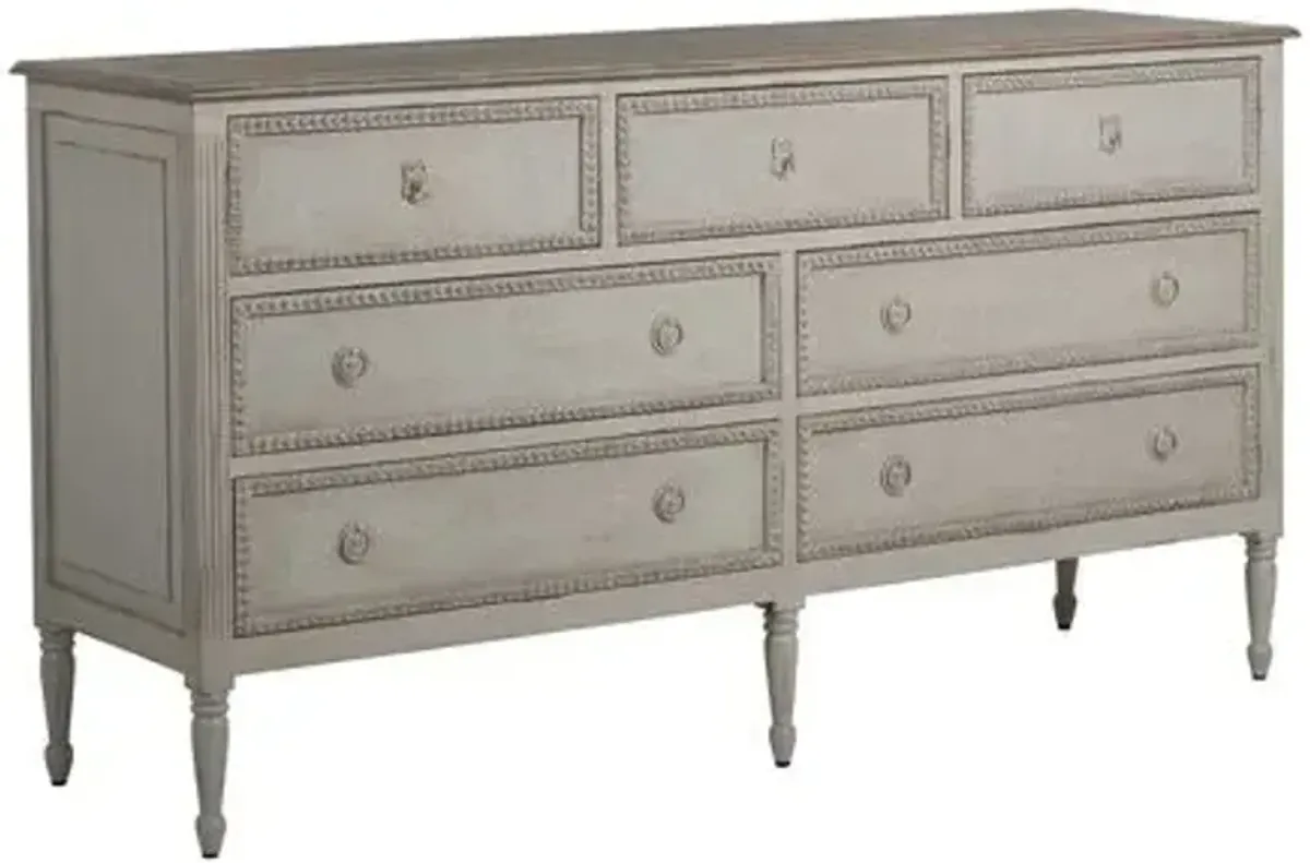 Caroline 7-Drawer Burlap Chest - Feather Grey - Gabby - White
