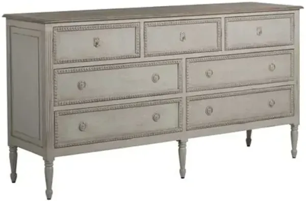 Caroline 7-Drawer Burlap Chest - Feather Grey - Gabby - White