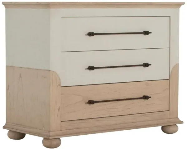 Crestine 2-Tone 3-Drawer Raffia Chest, Natural/Ivory