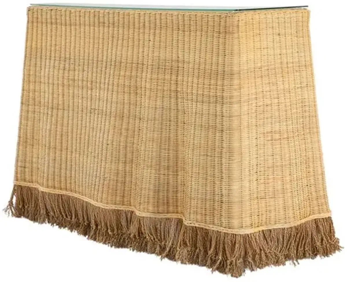 DeSoto Rattan Console Table - Natural - Gabby - Brown