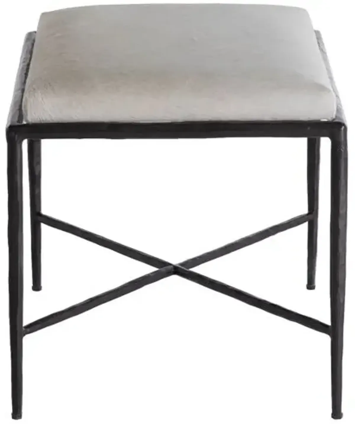 Devoe Hair-on-Hide Leather Stool - Black/Ivory - Gabby