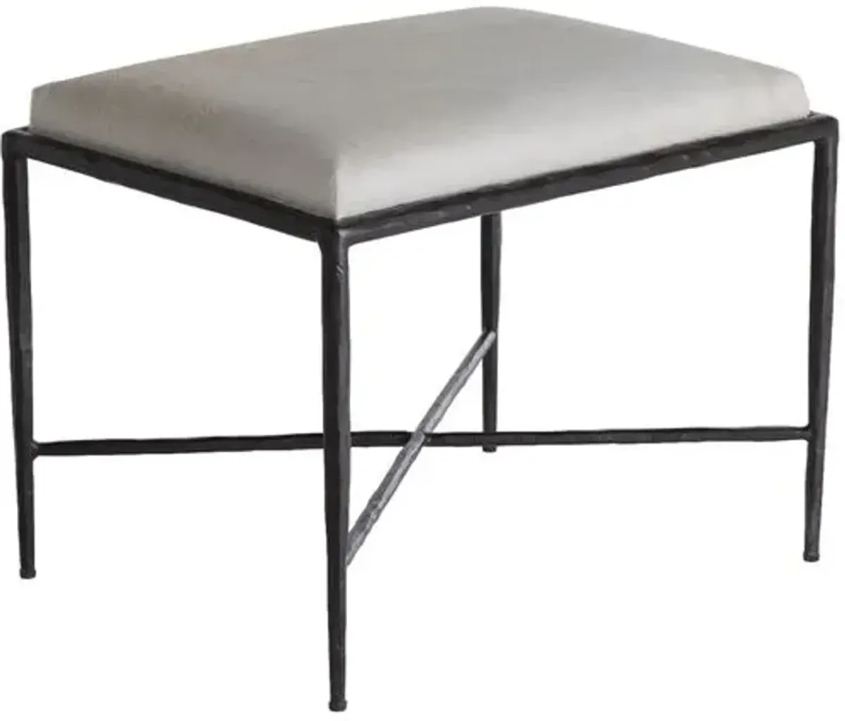 Devoe Hair-on-Hide Leather Stool - Black/Ivory - Gabby