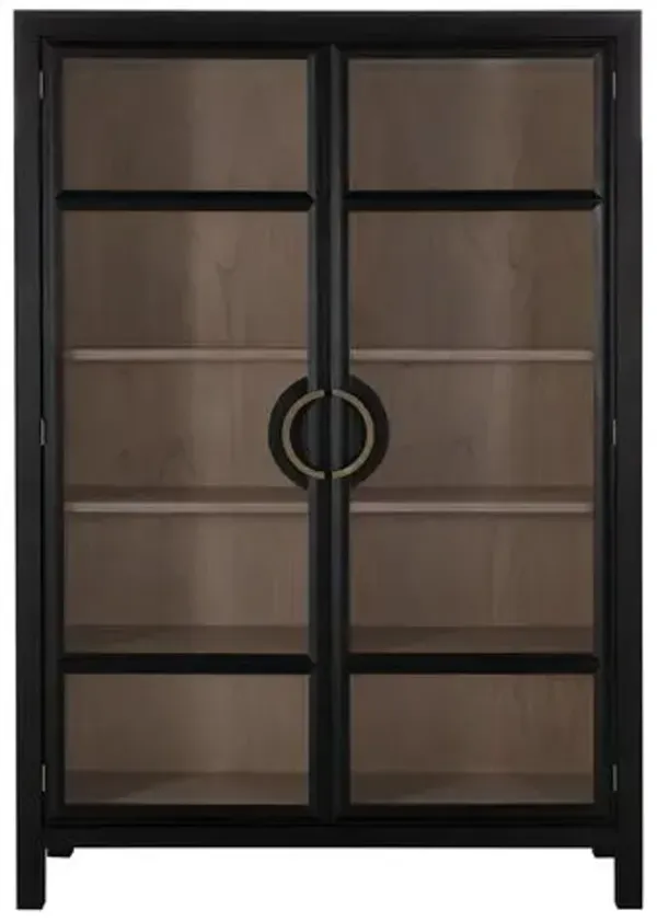 Elias 10-Shelf Tall Cabinet - Brushed Black/Natural Bay - Gabby