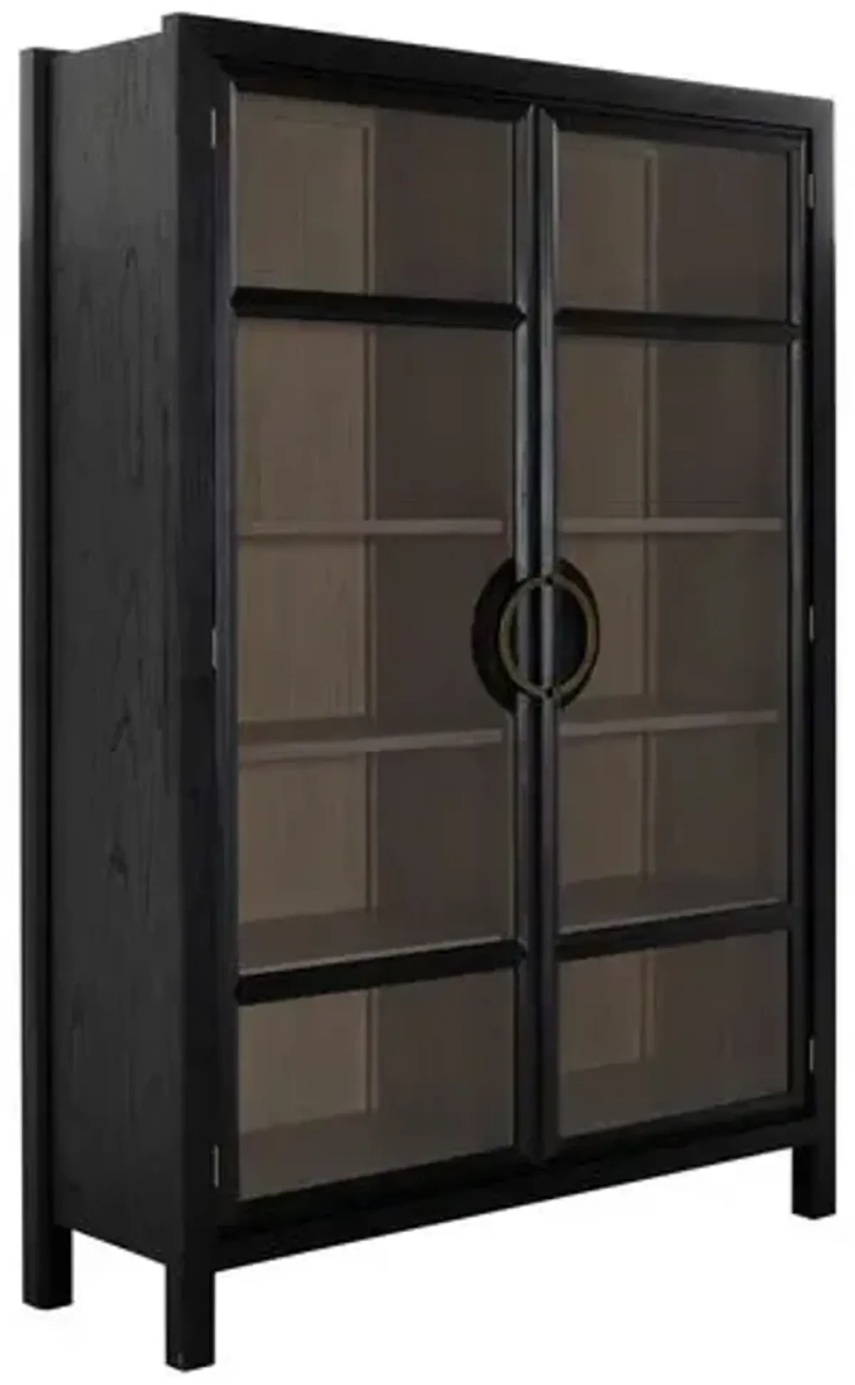 Elias 10-Shelf Tall Cabinet - Brushed Black/Natural Bay - Gabby