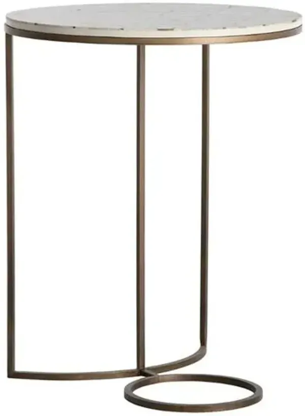 Emma Steel C Side Table - Bronze/Ivory Bone Inlay Top - Gabby - Brown