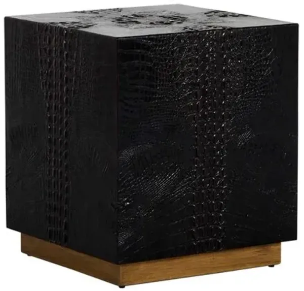Fenton Textured Cube Side Table - Black - Gabby