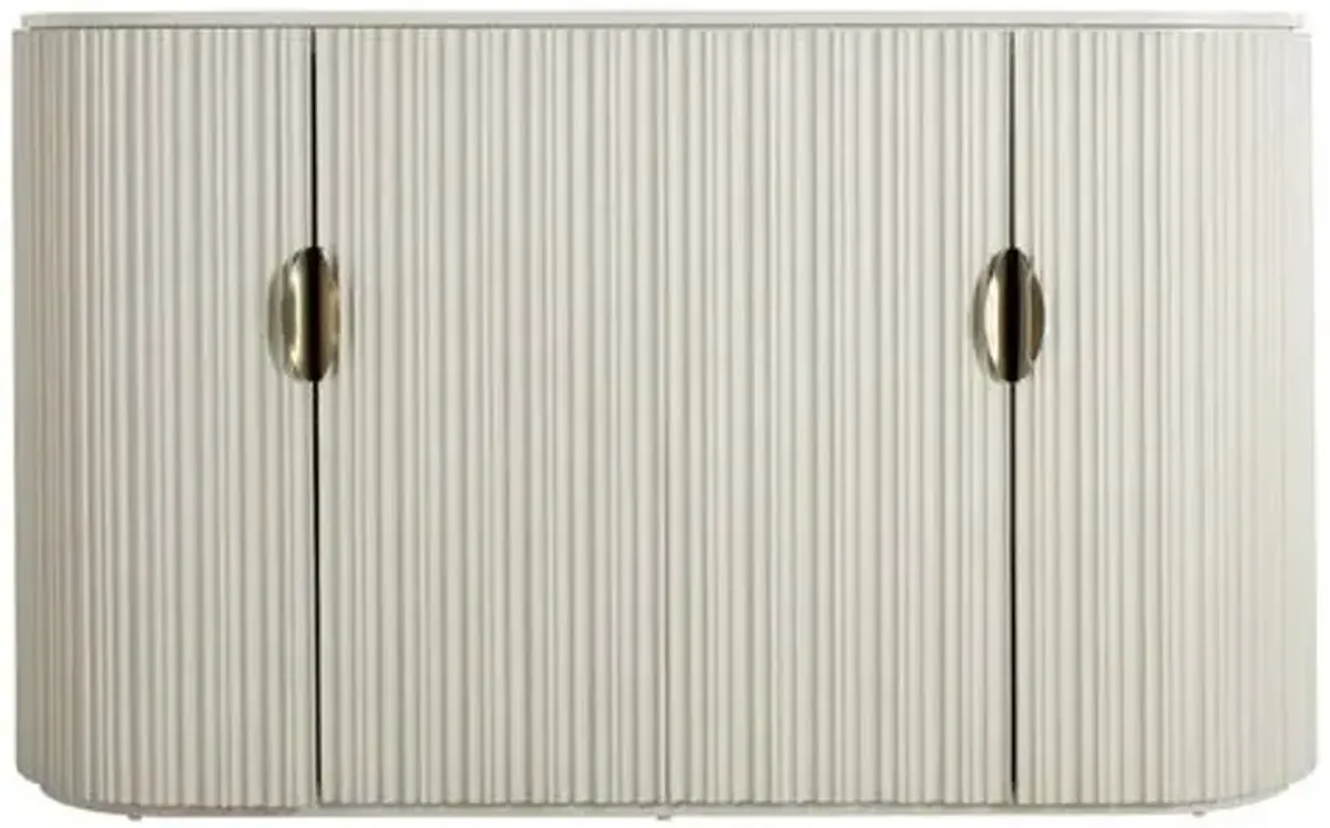 Isadora 4-Door Fluted Sideboard - Sesame White - Gabby