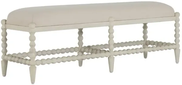 Jennifer Textured Linen Spindle Bench, Ivory