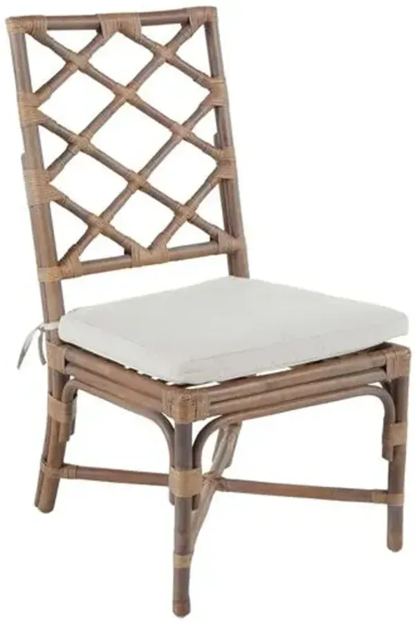 Kennedy Rattan Dining Chair with Linen Cushion - Natural/Cream Linen - Gabby - Beige