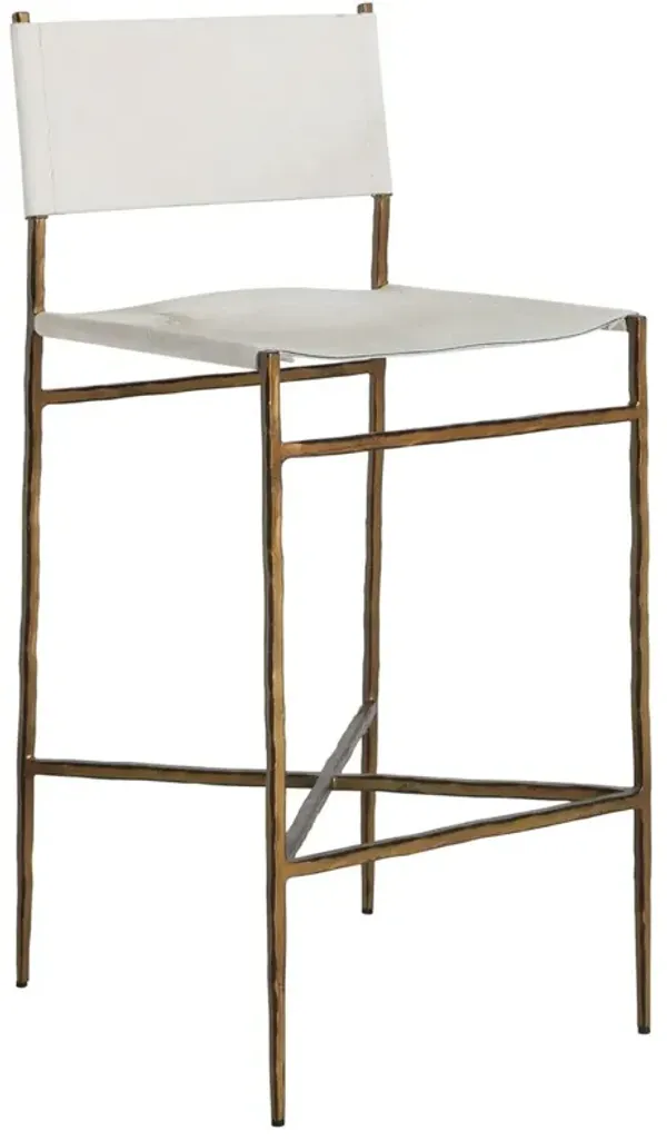 Landon Leather Bar Stool - Gold/White - Gabby