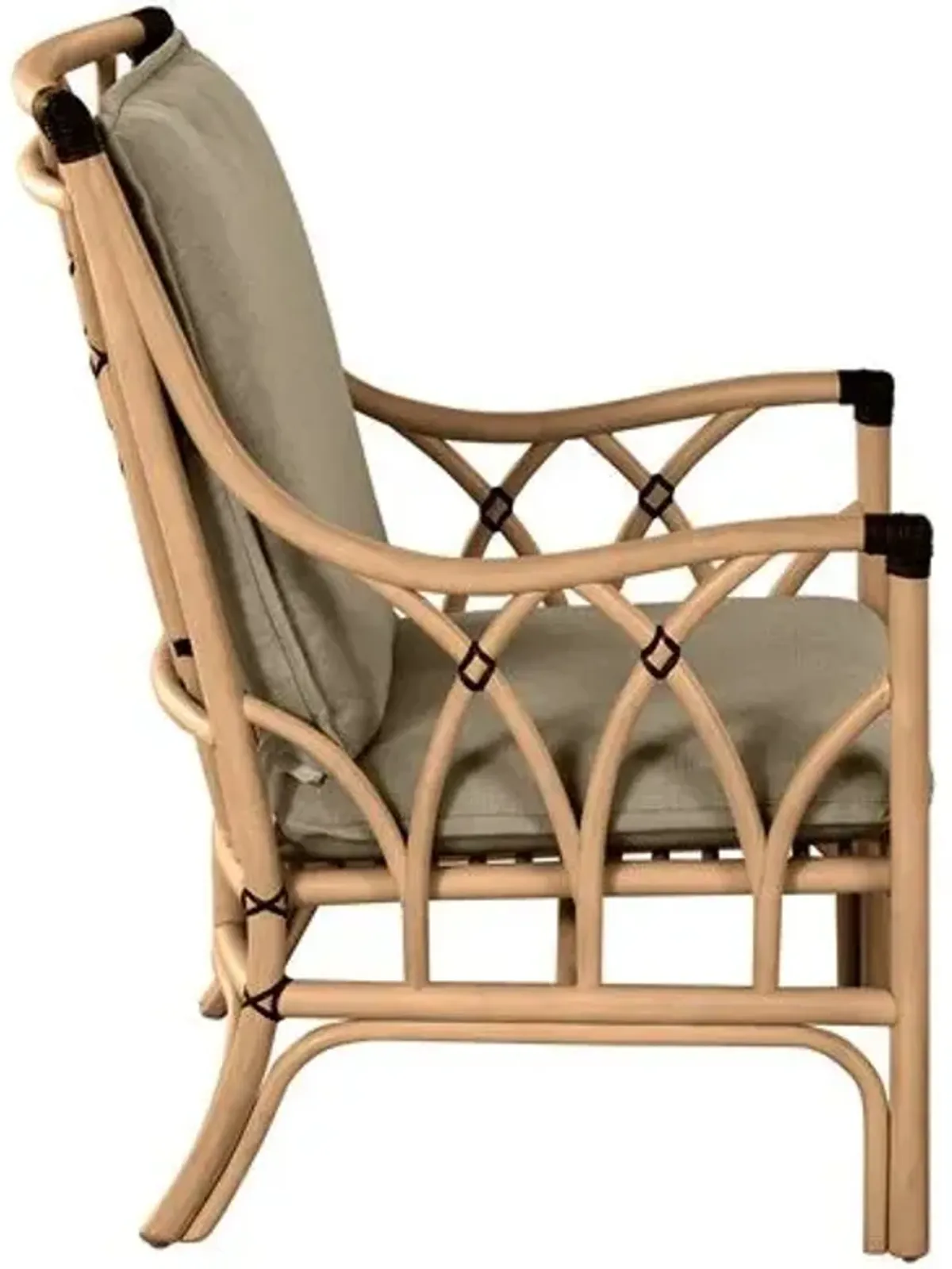 Milano Rattan Lounge Chair with Linen Cushion - Natural/Beige - Gabby