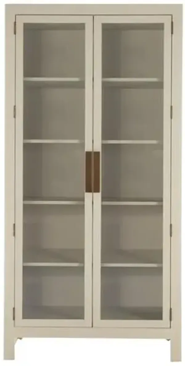 Newington Shagreen 4-Shelf Oak Bookcase/Display Cabinet - Ivory - Gabby