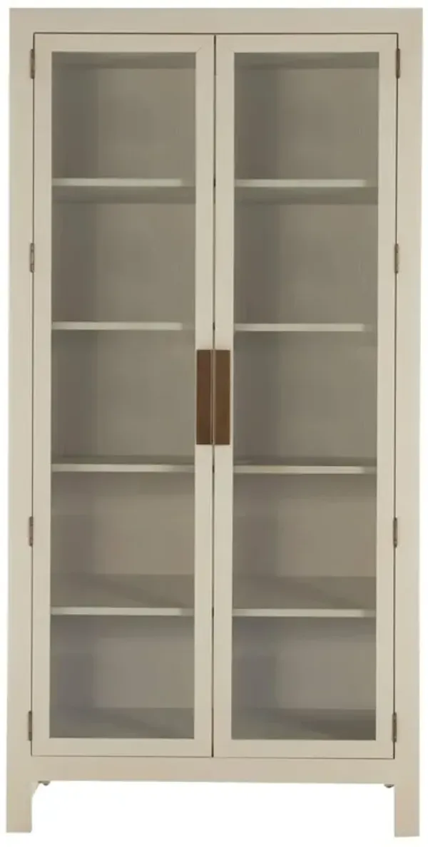 Newington Shagreen 4-Shelf Oak Bookcase/Display Cabinet - Ivory - Gabby