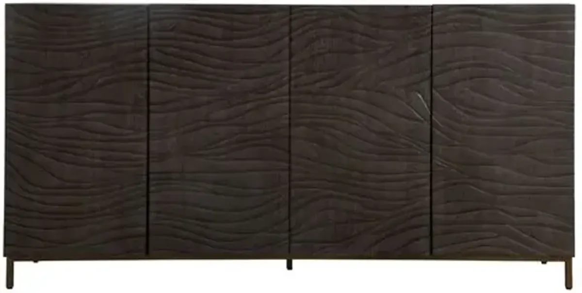 Oliver 4-Door Textured Oak Sideboard - Black - Gabby
