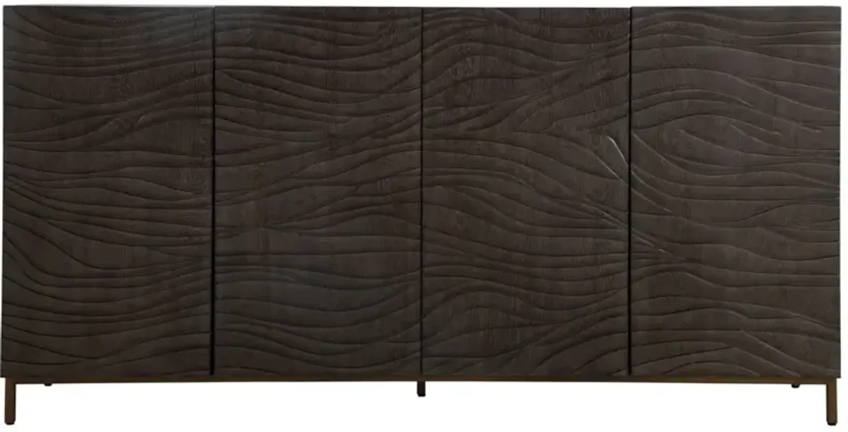 Oliver 4-Door Textured Oak Sideboard, Black