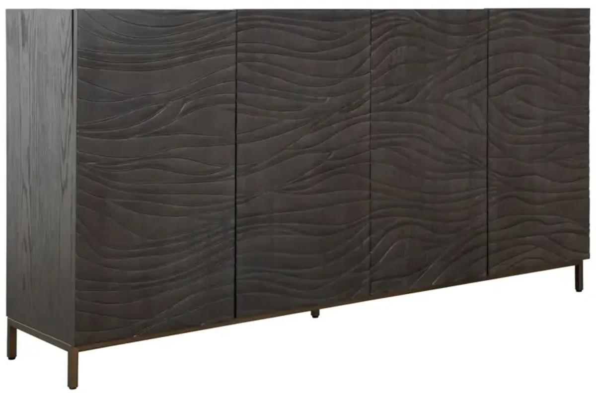Oliver 4-Door Textured Oak Sideboard, Black