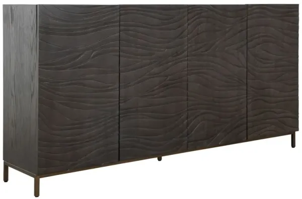 Oliver 4-Door Textured Oak Sideboard, Black