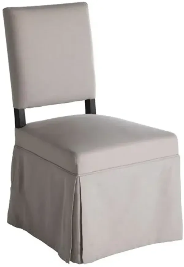 Robinson Oak and Performance Fabric Dining Chair - Ivory Beige - Gabby