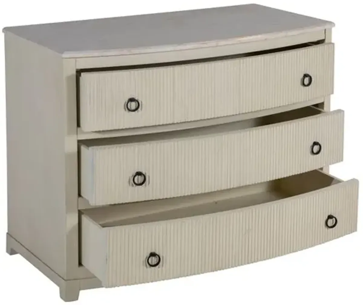 Rosalyn 3-Drawer Fluted Mahogany Chest with Marble Top - Ivory - Gabby - White