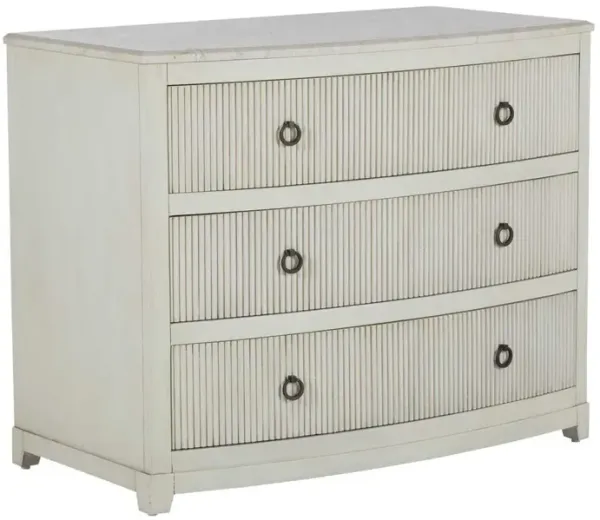 Rosalyn 3-Drawer Fluted Mahogany Chest w/ Marble Top, Ivory