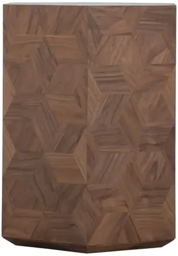 Santiago Hexagonal Side Table - Walnut - Gabby - Brown