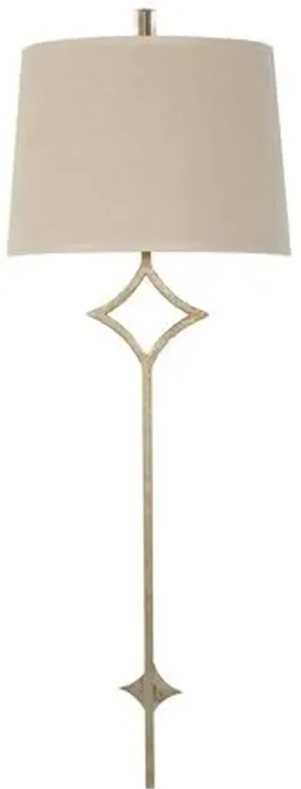 Theresa Diamond Motif Iron Wall Sconce - Gabby - Champagne Silver