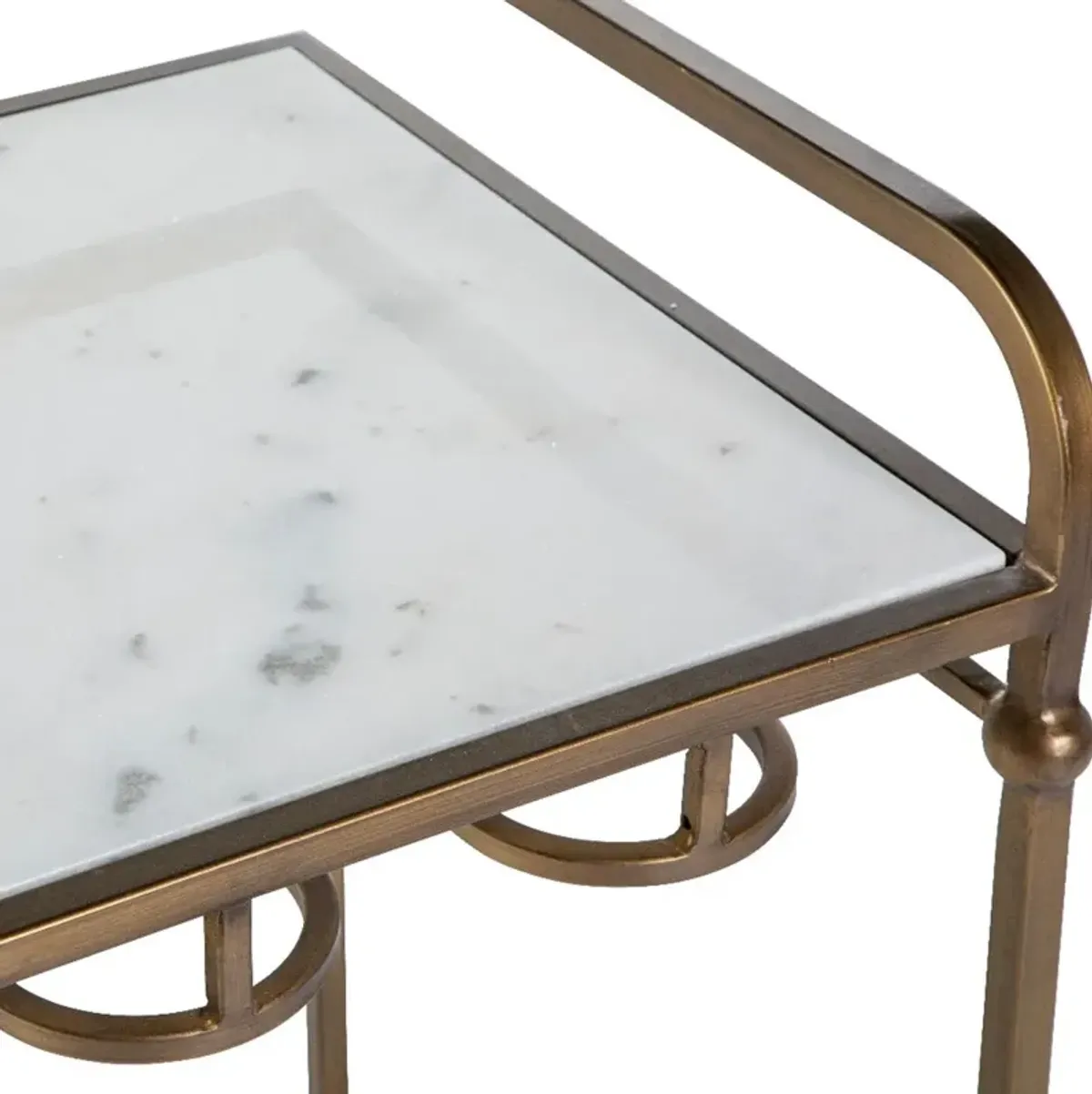 Thia Bar Cart/Console Table - Brass/White - Gabby