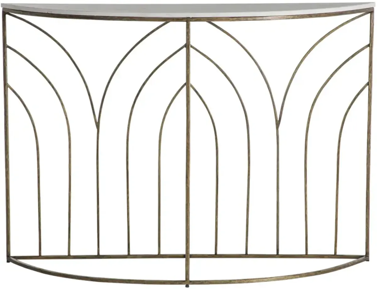 Valera Marble Top Console Table, White/Antique Gold