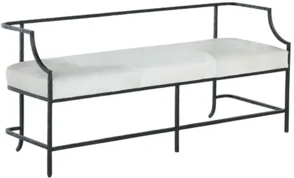 Victor Hair-on-Hide Leather Bench - Black/Ivory - Gabby